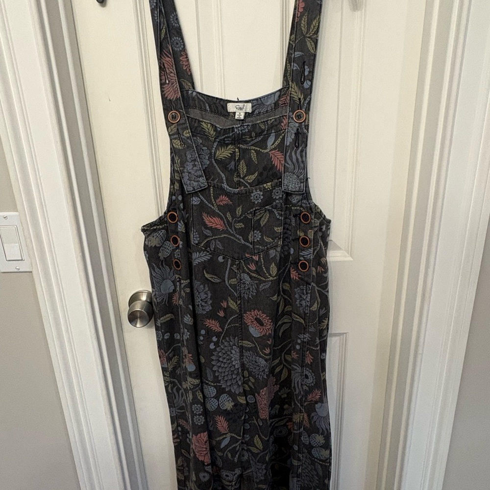 Easel Dark Floral Overalls